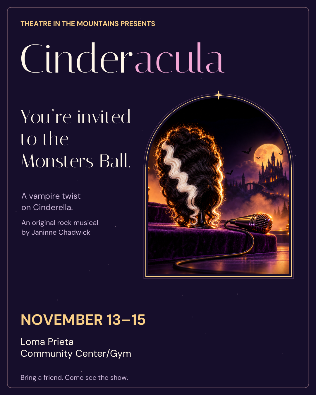 Cinderacula graphic inviting audiences to the Monsters Ball